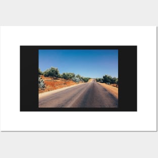 Empty Road in Moroccan Olive Tree Territory Posters and Art